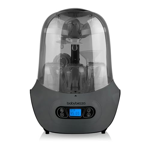 Baby Brezza Baby Bottle Sterilizer and Dryer Machine – Electric Steam Sterilization - Universal Fit - Pacifiers, Glass, Plastic, and Newborn Feeding Bottles, Charcoal
