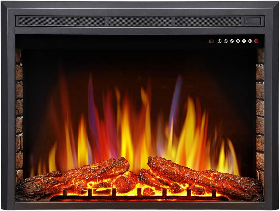 Antarctic star Electric Fireplace Insert, Freestanding & Recessed Electric Stove Heater, LED Adjustable Flame with Burning Fireplace Logs Touch Screen, Remote Control, Timer, 750W-1500W (39‘’)