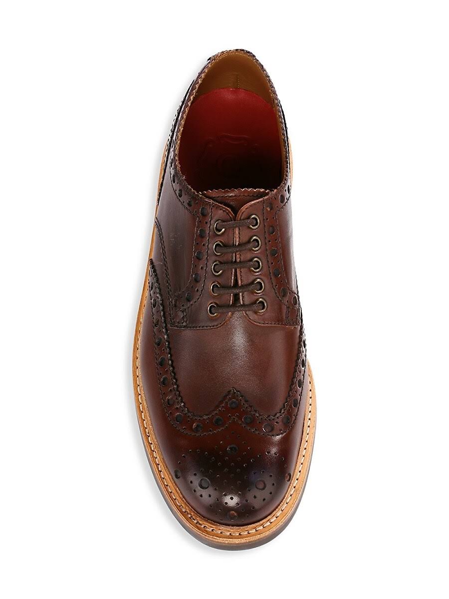 Grenson Archie Gibson Brogue in Dark Brown Hand Painted Calf Leather with A Commando Sole