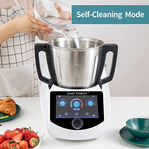 ChefRobot Kitchen Food Processor Robot Smart All-In-One Cooker,Chopper,Steamer,Juicer,Blender,Boil,Knead,Weigh, Multi-Functional Self-Cleaning with Guided Recipes,WiFi Built-In,App Control