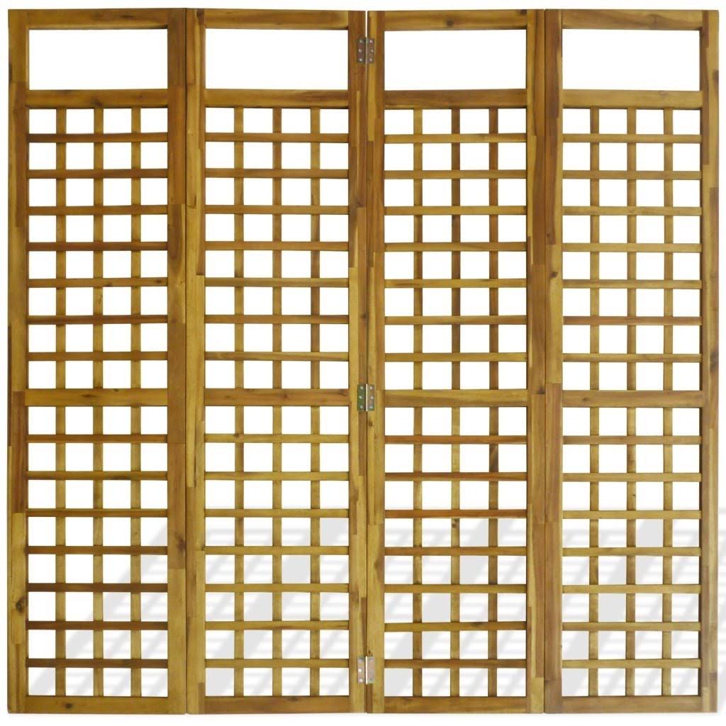 vidaXL 4-Panel Room Divider / Trellis Solid Acacia Wood 63x22x66.9x22