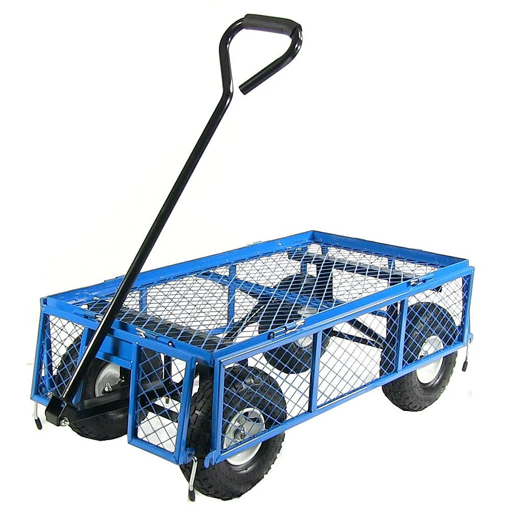 Sunnydaze Heavy-Duty Steel Log Cart, 400 Pound Weight Capacity, Blue