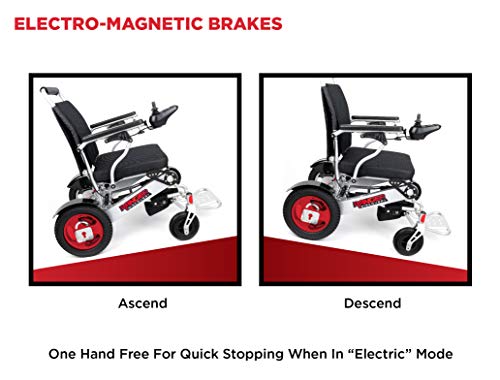 Porto Mobility 2024 Ranger Discovery Lightweight Foldable Weatherproof Exclusive Electric Wheelchair, Portable, Brushless Powerful Motors, Dual Battery, All Terrain (Silver, Standard)