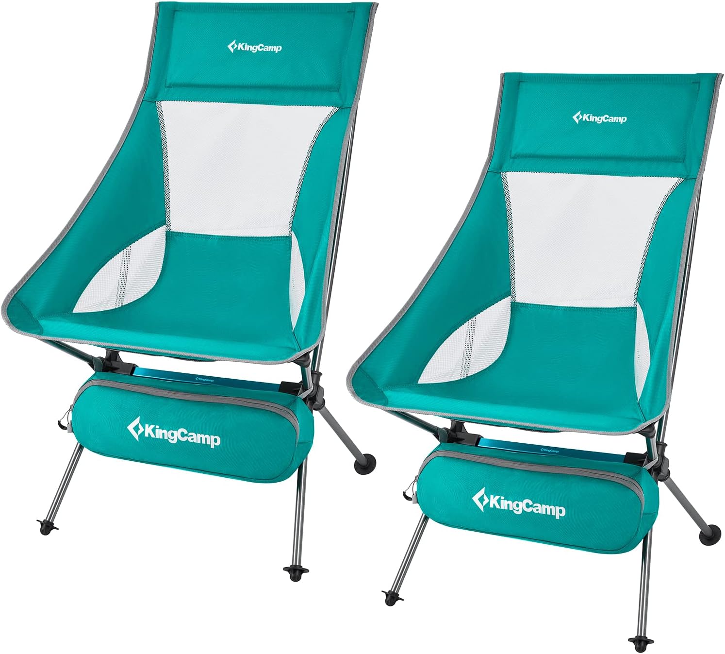 KingCamp Ultralight High Back Folding Camping Chairs Adults with Armrest, Upgrade All-Aluminum Alloy Bracket, 2 Pack Lightweight Camping Chair Camp Compact Portable Outdoors with Carry Bag