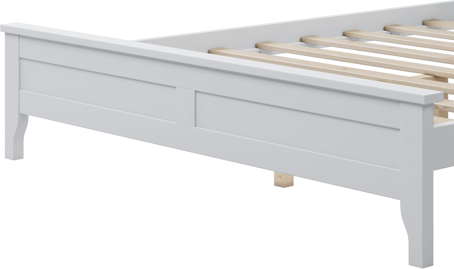 Full Size Platform Bed, Modern Style Wooden Bed Frame Full Wood Platform Beds with Headboard for Bed Room, No Box Spring Needed (White)