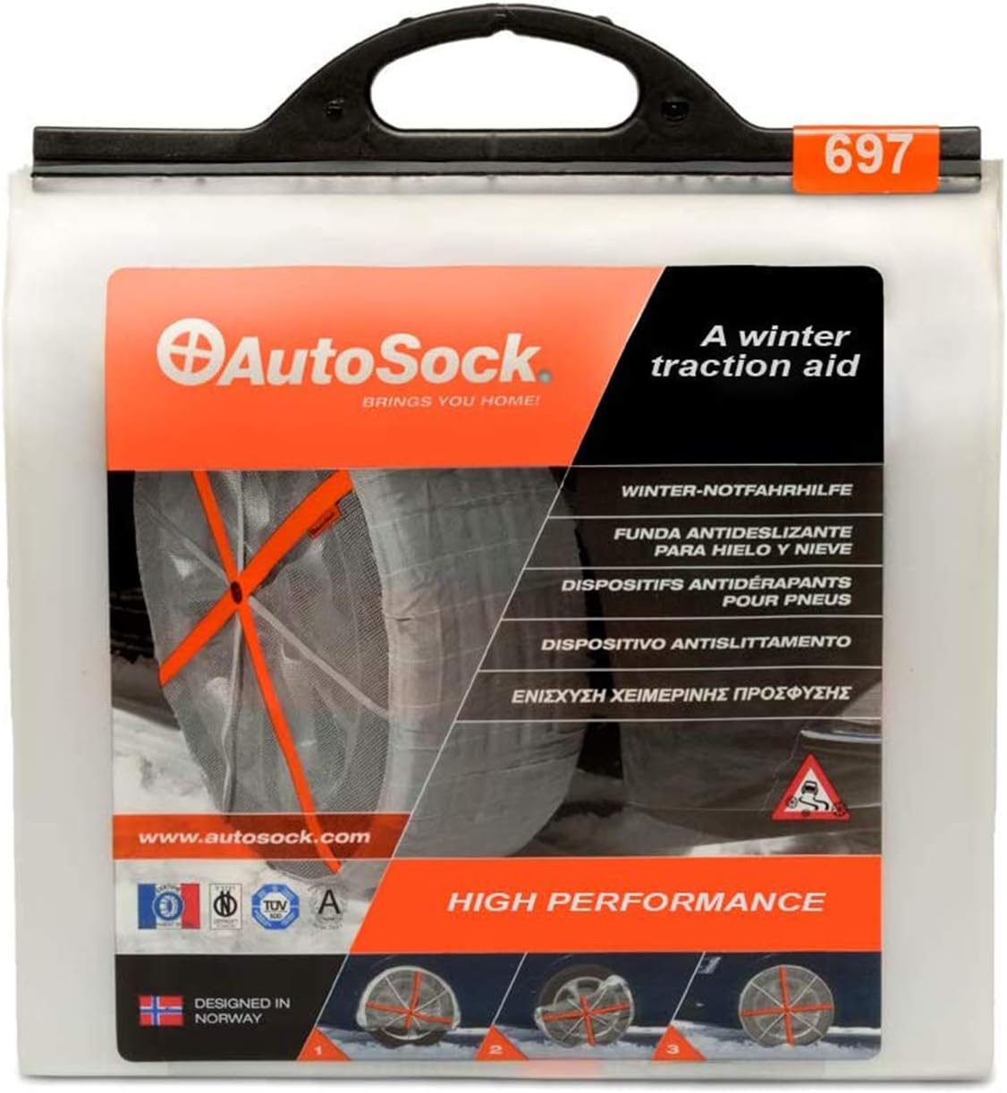 AUTOSOCK 697 Snow Socks for Car, SUV, & Pickup - Better Alternative to Tire Chains (Pack of 2)