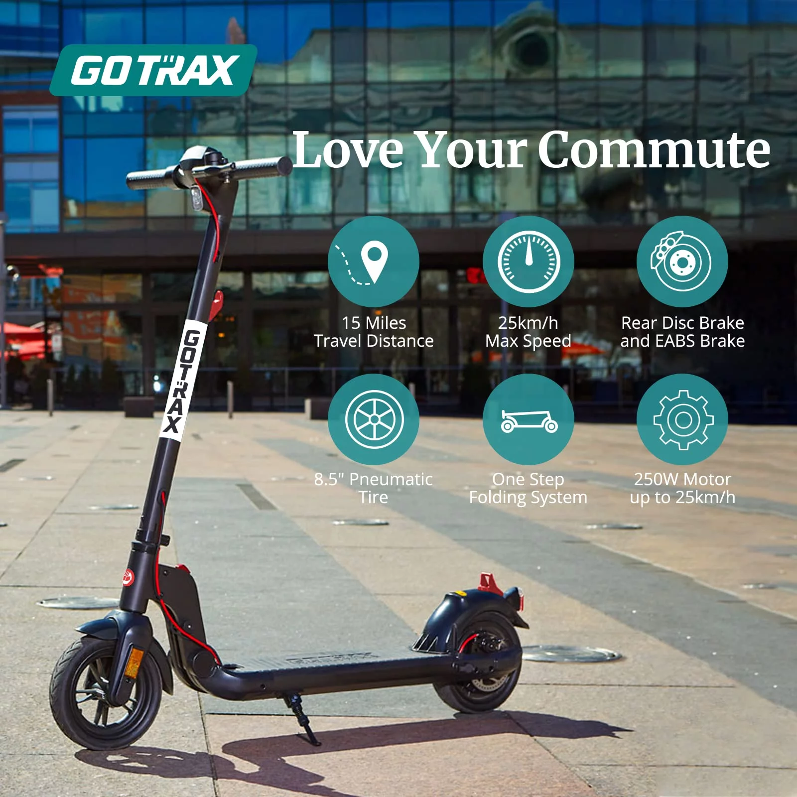 GOTRAX Apex Adult Electric Scooter, 8.5" Tires 15 Mile and 15.5Mph Foldable Escooter for Adult,Black-White