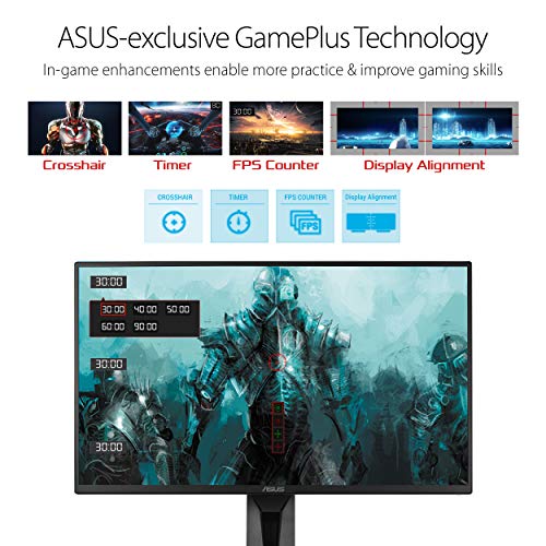 ASUS TUF Gaming 24” 1080P Monitor (VG248Q1B) - Full HD, 165Hz, Extreme Low Motion Blur, 0.5ms, FreeSync Premium, Eye Care, DisplayPort, HDMI, Shadow Boost, VESA Wall Mountable, Tilt Adjustable