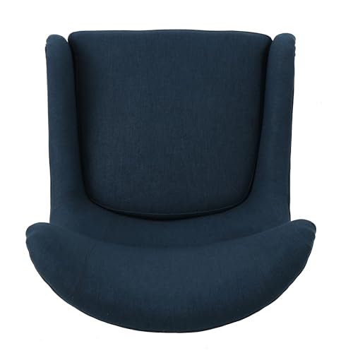 Merax High Back Accent Chair Living Room Quentin Sofa Armchair with Wood Legs, Navy Blue