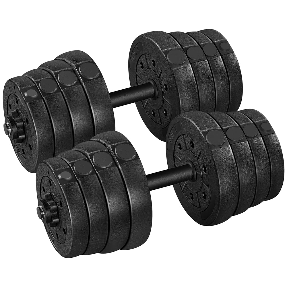 Yaheetech 66LB Adjustable Dumbbell Weight Set Home Training Dumbbell Pair Lifting Black