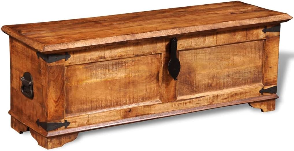 Wooden Storage Chest, Solid Wood Storage Chest Rustic Wood Treasure Box, Sturdy Large Storage Trunk for Living Room, Bedroom 43.3" x 13.8" x 15.7" -AA