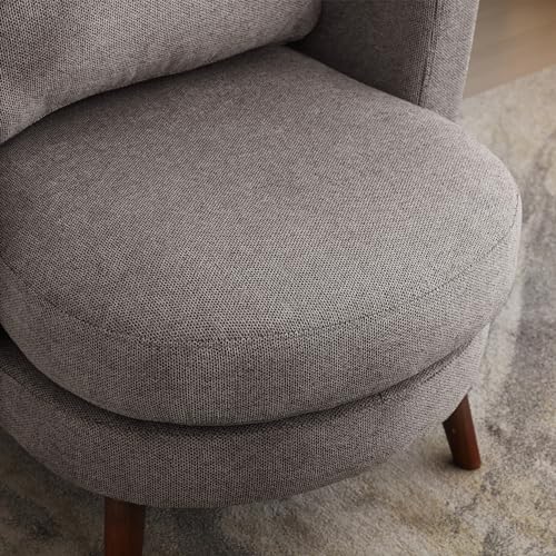 Modern Accent Chair with Ottoman,Upholstered Reading Chair,Comfy Living Room Armchair and Ottoman,Single Sofa with Wooden Leg and Throw Pillow for Bedroom, Corner,Reading Nook,Office (Charcoal)