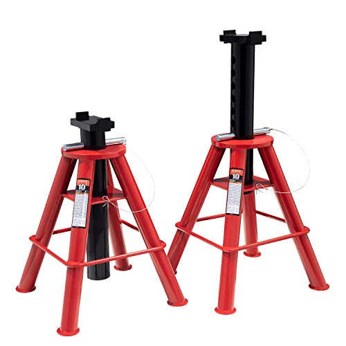Sunex 1410 10-Ton, High Height, Pin Type, Jack Stands, Pair