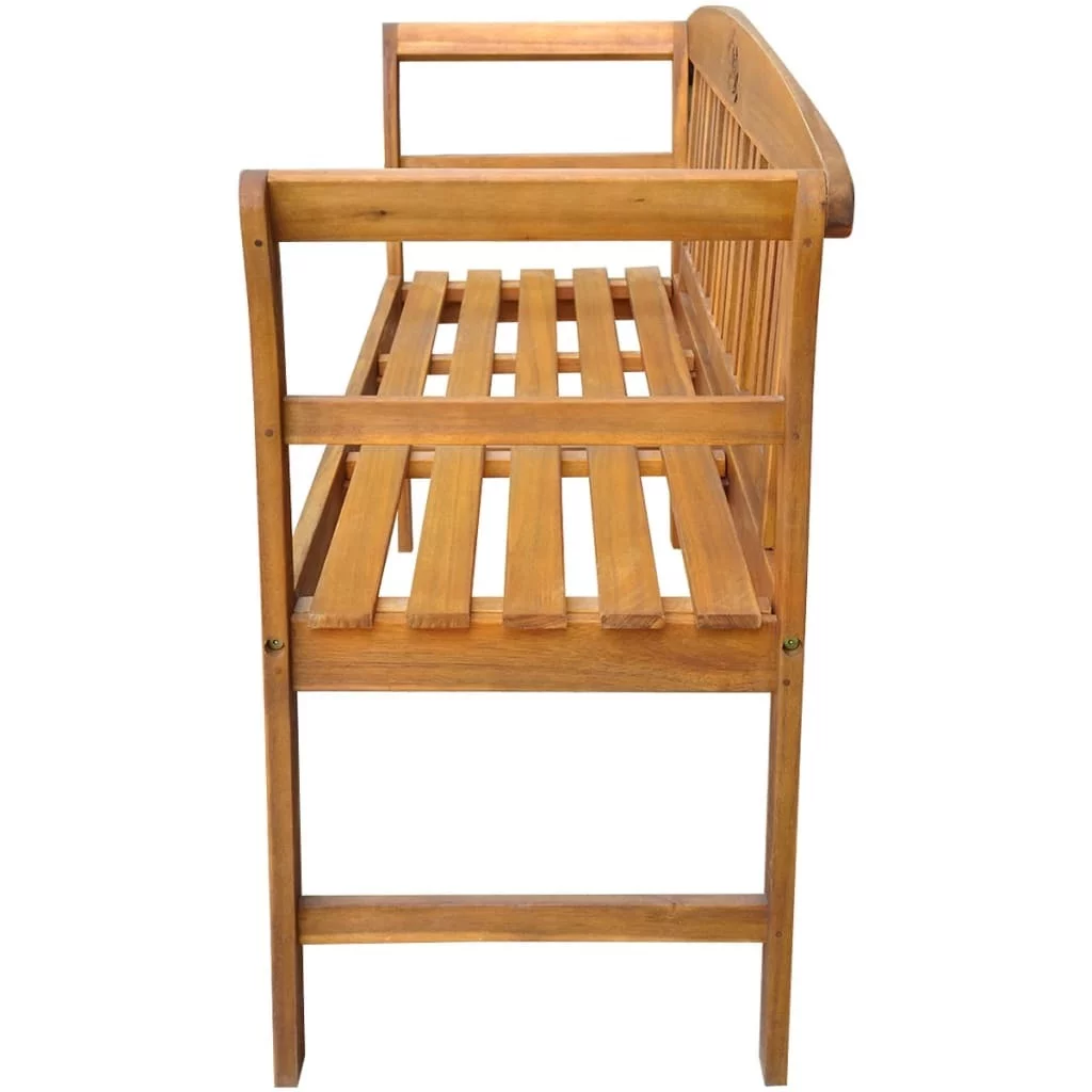 Rose Engraved Acacia Wood Patio Bench - Elevate your outdoor space with elegance and comfort!