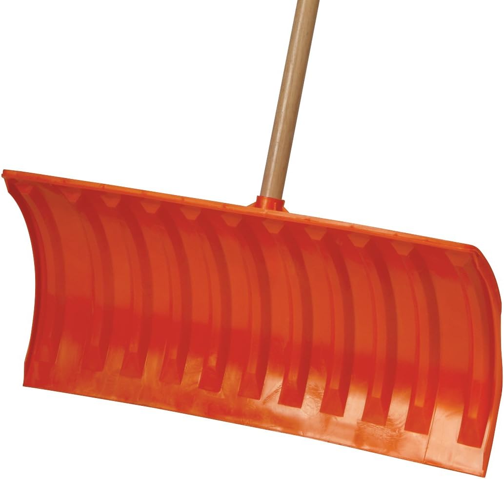 Emsco Group 2953 Bigfoot 25" Poly Pusher Wooden Handle 1280 Snow Shovel, Orange Pack of 2