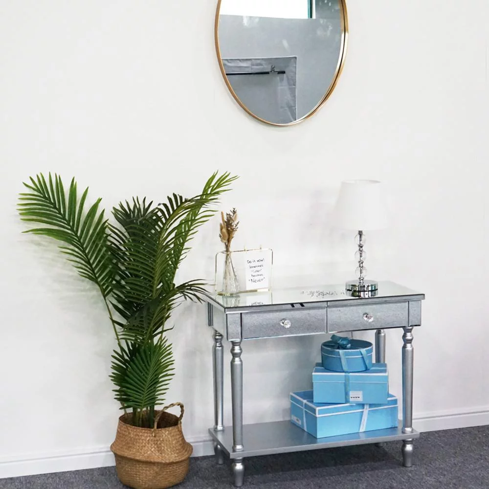 Zimtown Mirrored Sofa Table with Shelf,Vintage Console Side Table for Living Room Bedroom Entryway Study Hallway,Easy Assembly