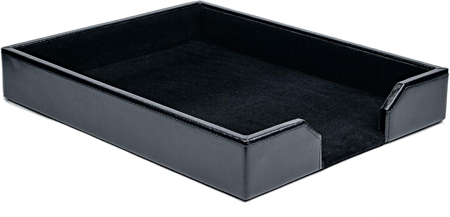Dacasso Black Bonded Leather Letter Tray