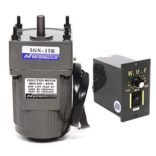 Variable Speed Geared Motor, 110V AC Gear Reduction Motor Adjustable Single-Phase High Torque Electric Gear Motor with Speed Controller 0-45RPM 120W 30K(Reduction Ratio 1:30)