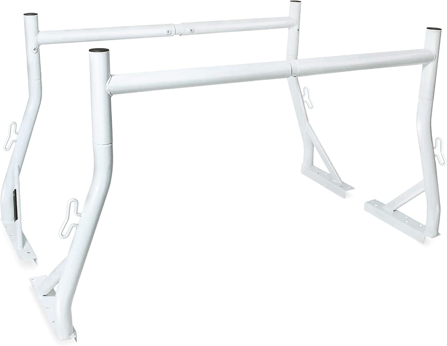 AA-Racks 800Ibs Capacity Extendable Steel Pick-Up Truck Ladder Rack Two-bar Set - White (USPTO Patent Pending)