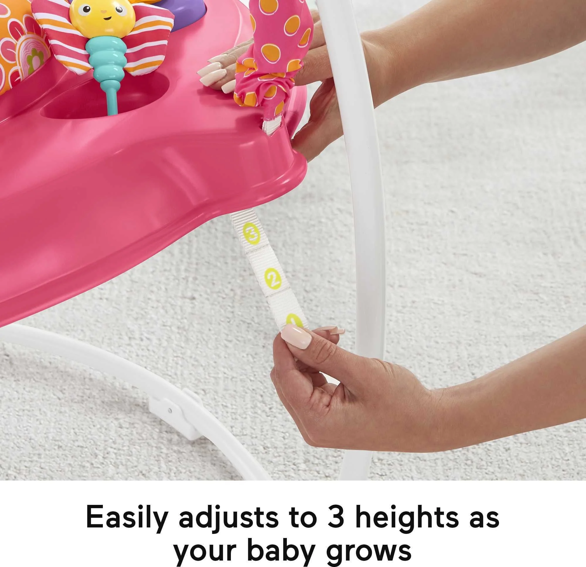 Fisher-Price Baby Bouncer Pink Petals Jumperoo Activity Center with Music and Lights