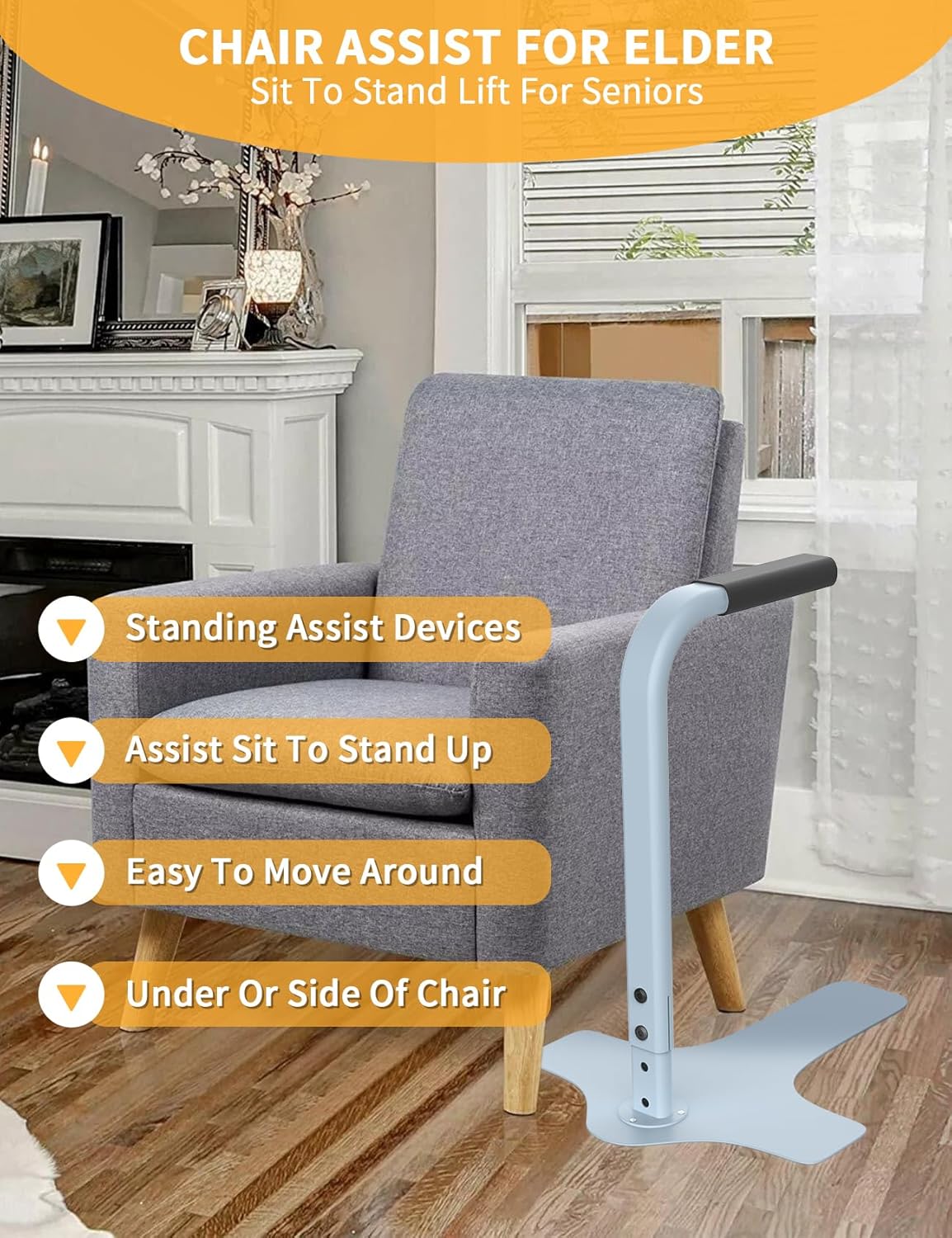 Couch Stand Assist, Chair Couch Lift Assist for Elderly sit to Stand, 25.6"/27.6"/29.6"/31.6" Four Heights Adjustable(Light Grey, Max 300LBs Capacity)