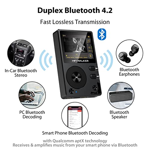 H2 Touch Hi Res MP3 Player with Bluetooth, 2.4" HD Touch Screen, Digital Audio Player, DSD Lossless FLAC Player, Bluetooth Music Player with 64GB Memory Card, Support Up to 512GB