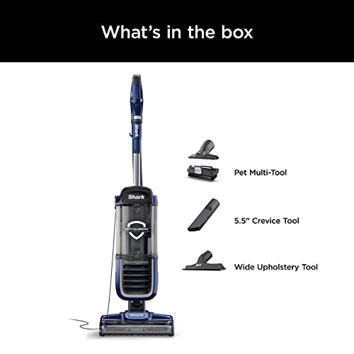 Shark NV151 Navigator Swivel Pro Complete Upright Vacuum with HEPA Filtration, Swivel Steering, Pet Power Brush, Crevice Tool & Upholstery Tool, for Pet Hair & Multi-Surface Cleaning, Navy