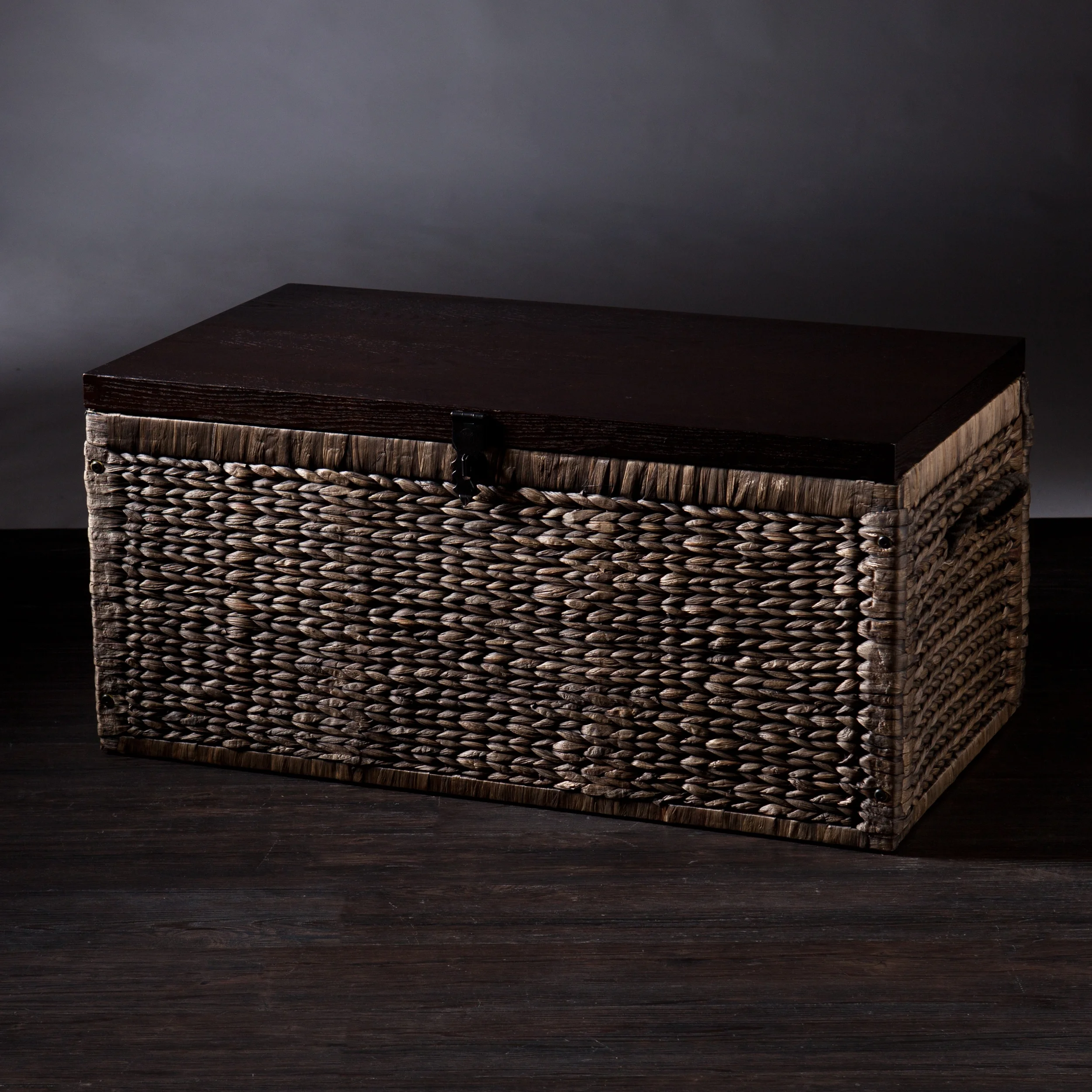 Samford Water Hyacinth Storage Trunk, Blackwashed with Espresso