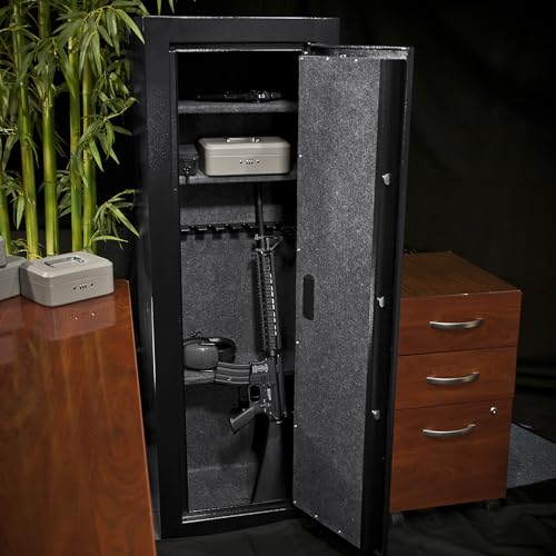 BARSKA Quick and Easy Access Biometric Fingerprint Rifle Shotgun Firearm Long Gun Safe for Home with Optional Silent Mode & Removable Shelf