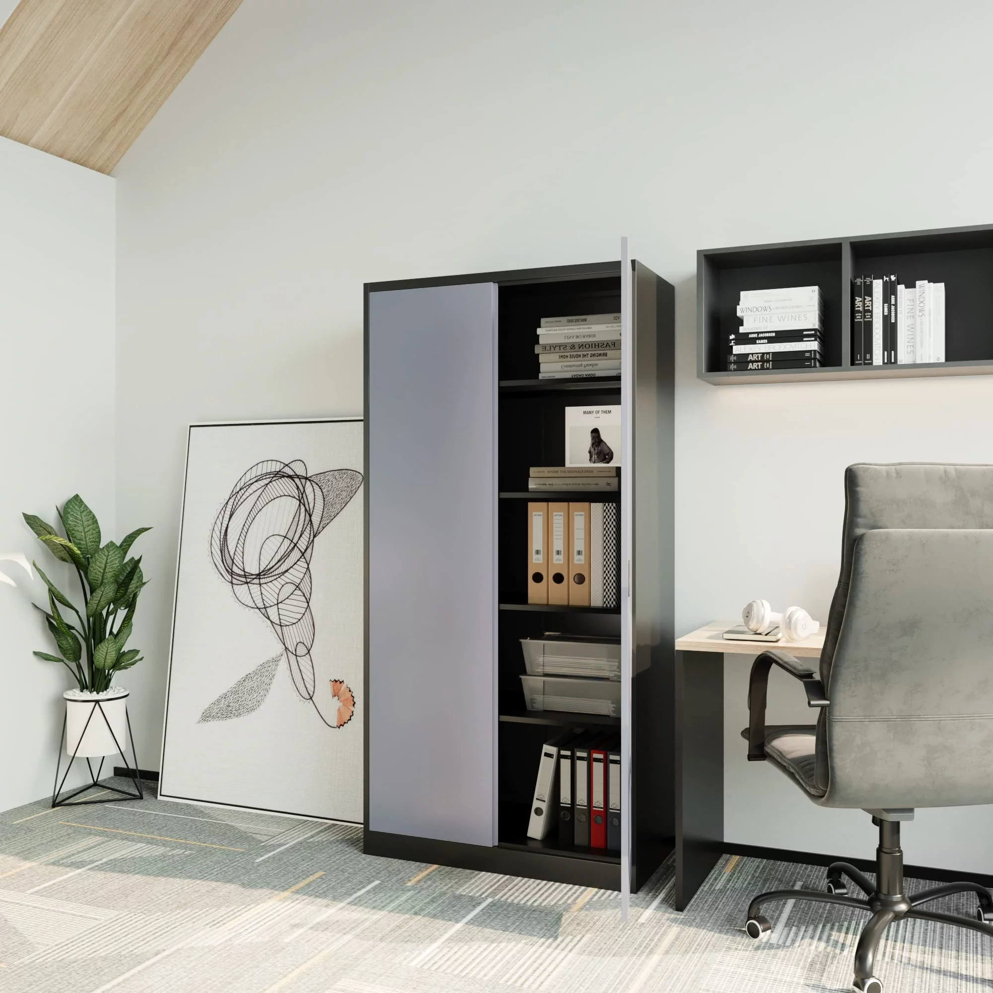 STANI Metal Storage Cabinet with Lock Door, 71" Adjustable Shelf Steel Lockers for Office, Home,School,Garage Utility Tool Cabinet