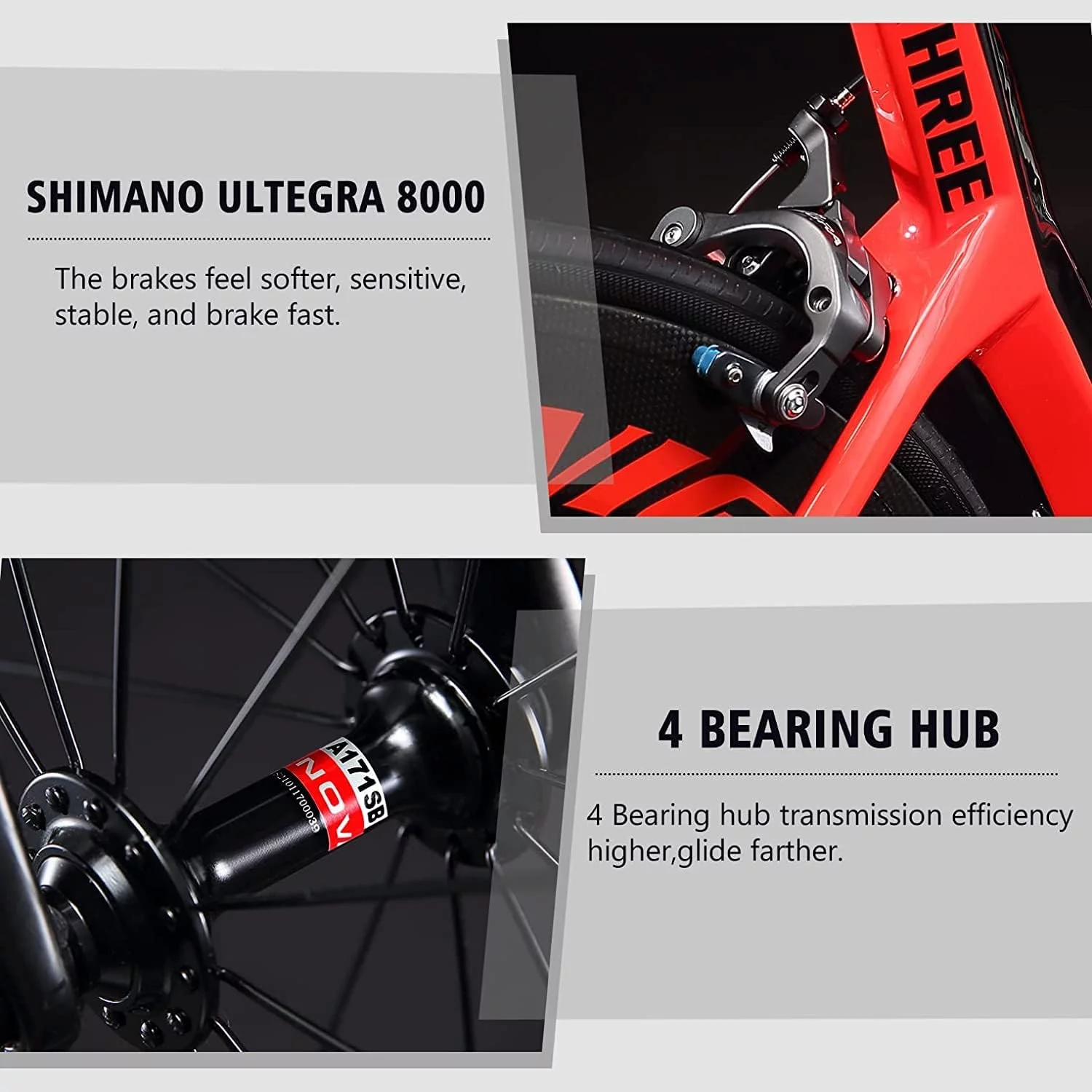 SAVADECK Carbon Road Bike 700C Carbon Frame Racing Bicycle with Shimano Ultegra 8000 22 Speed GroupSet, 25C Tire for Men/Women.(Black 47cm)