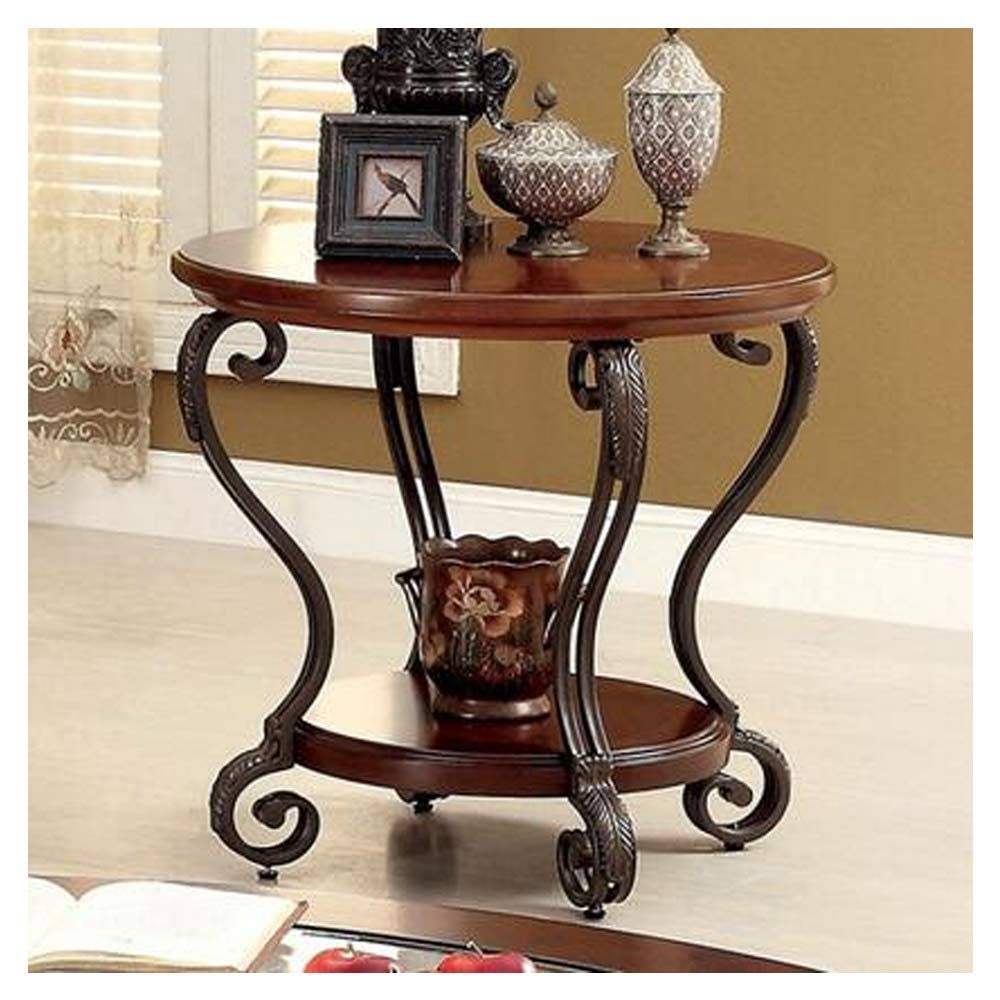 Furniture of America End Table May Brown Cherry