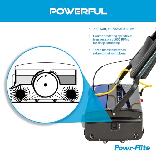 Multiwash 14 inch Commercial Floor Scrubber Machine by Powr-Flite, Power Scrubbers for Cleaning a Variety of Hard and Soft Surface Floors, PFMW14