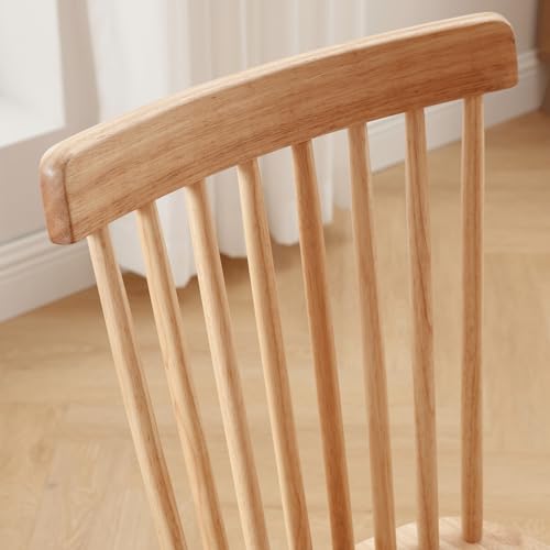 Black Windsor Dining Chairs Set of 2, French Country Solid Wood Side Chair with Spindle Back, Farmhouse Oak Accent Chair for Home Kitchen/Dining Room/Restaurant/Patio, Black