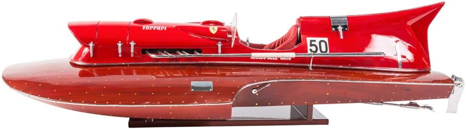 Seacraft Gallery Ferrari Hydroplane Model Speed Boat 19.7" - Handcrafted wood boat decor - Wooden Decor toy boat - Wooden Model Ships - Wooden Toy Model Boat - Italian model display -Wooden model ship