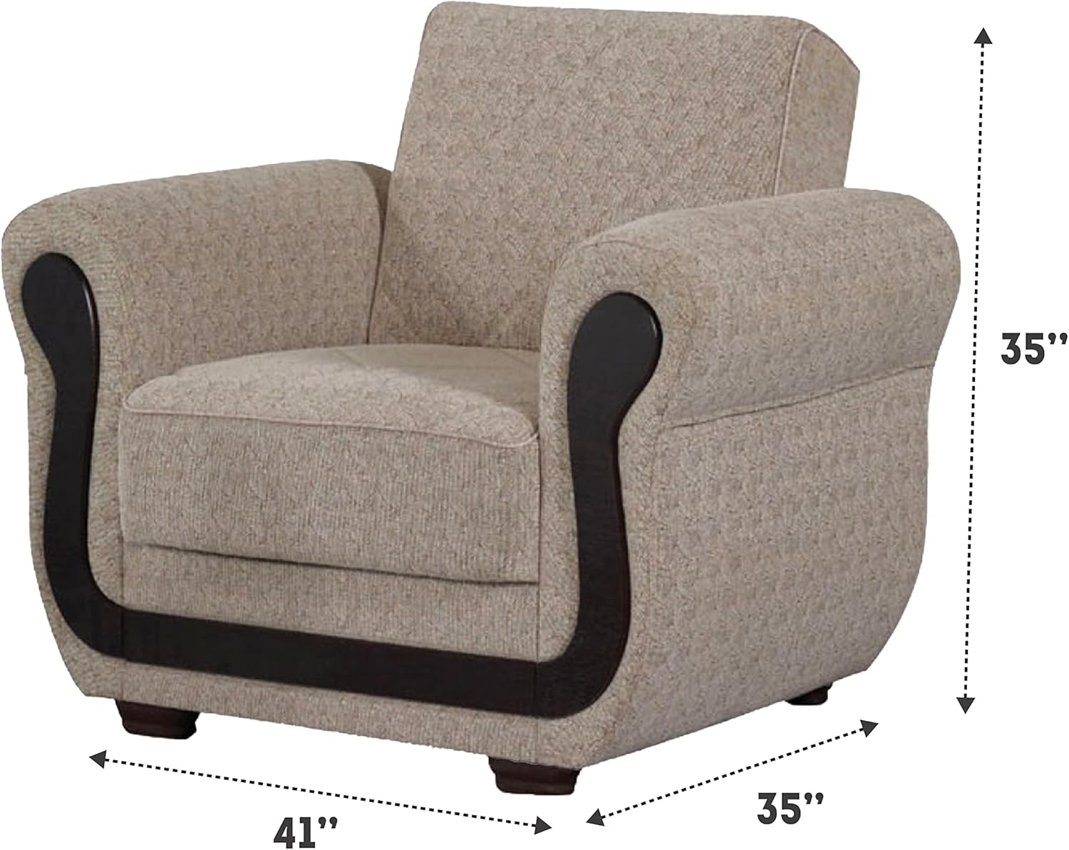 Newark 41 in. Convertible Sleeper Chair in Beige with Storage