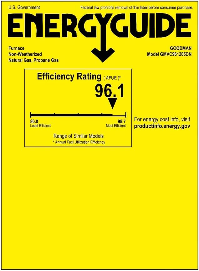 Goodman 3.5 Ton 15 SEER2 Single Stage Air Conditioner GSXN404210 and 120,000 BTU 96% AFUE Variable-Speed Gas Furnace GMVC961205DN Upflow System with CAPTA4230D4