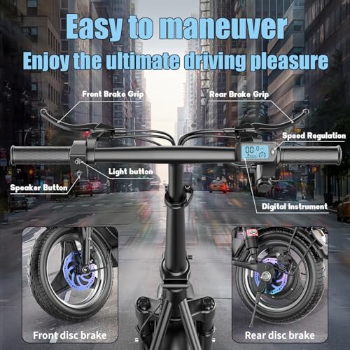 Electric Scooter with Seat for Adults, 500W Peak Motor Sit Down E Scooter with Basket/Box, 20-25 MPH and 20-30 Miles Long Range, 14" Pneumatic Tire, Ample Storage for Pet & Cargo