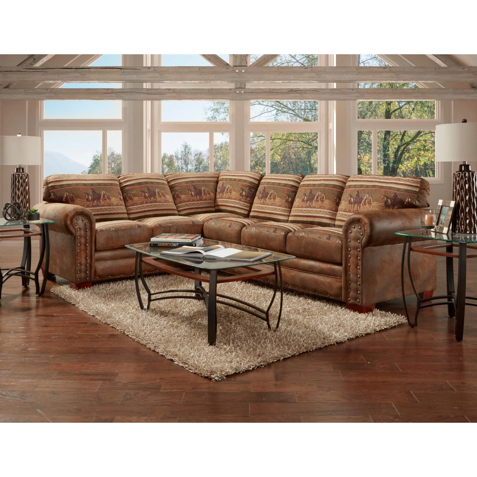 American Furniture Classics Model 8506-40K Wild Horses Two Piece Sectional Sofa