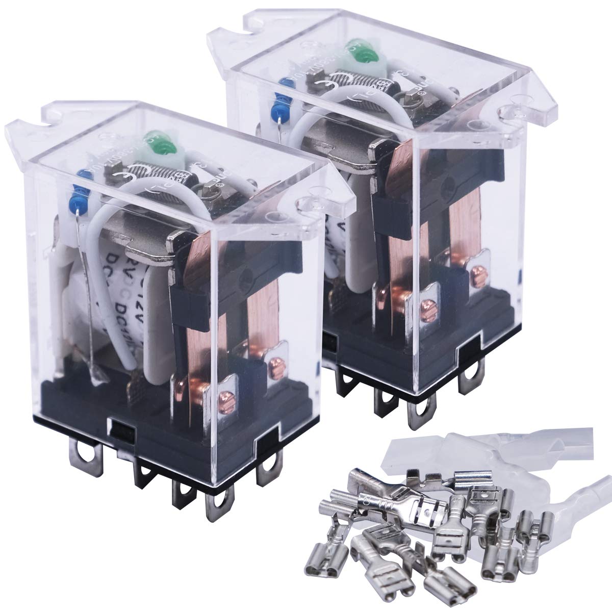 mxuteuk 2pcs DC 24V Coil Relay 8 Pin 10A DPDT LED Indicator Electromagnetic Power Relay General Purpose JQX-13F-DZ-DC24V Pack of 2