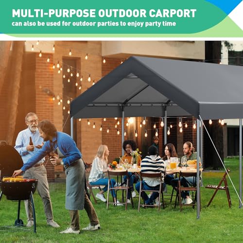 10x20FT Heavy Duty Carport Car Canopy, Portable Garage, Easy to Assemble, Stable Carport for Car, Bike, Boat, Party (Gray)