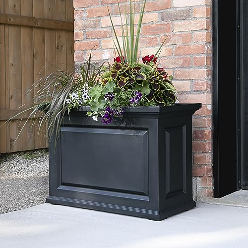 Mayne Inc. Nantucket Trough Planter - Black - 36in L x 16in W x24in H - with 17.3 Gallon Built-in Water Reservoir (4847-B)