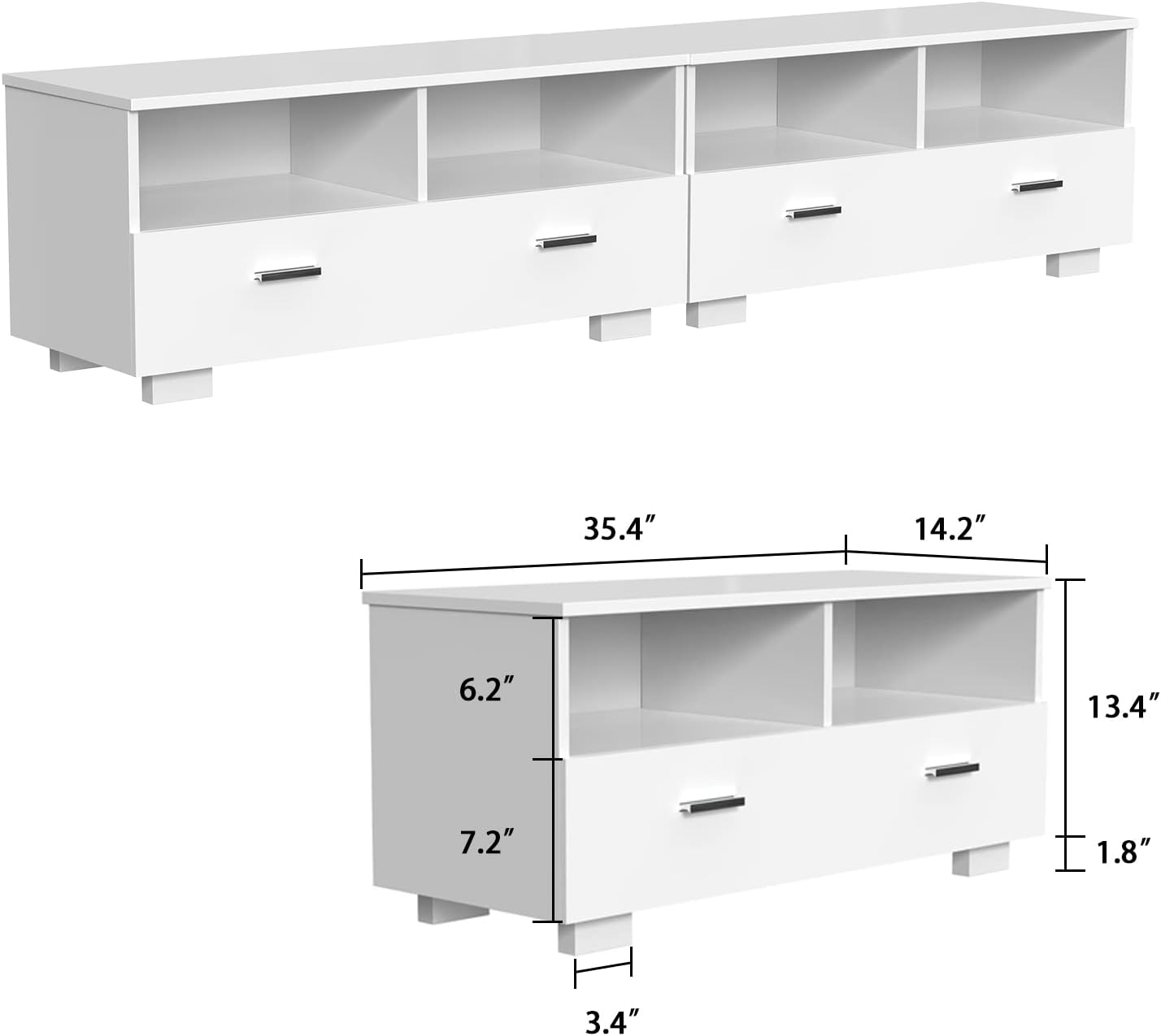 4 EVER WINNER TV Stand for 75+ Inch TV, LED TV Stands for Living Room with Storage Entertainment Center, Modern TV Console Table with Drawers for Bedroom, White