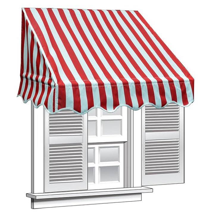 Aleko 8& x 2& Window Awning Door Canopy, Red and White Stripes