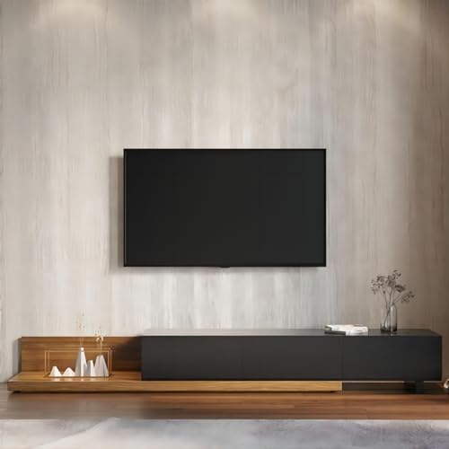 homary Wood Extendable TV Stand Crator Rectangle White and Walnut Media Console with 3-Drawer