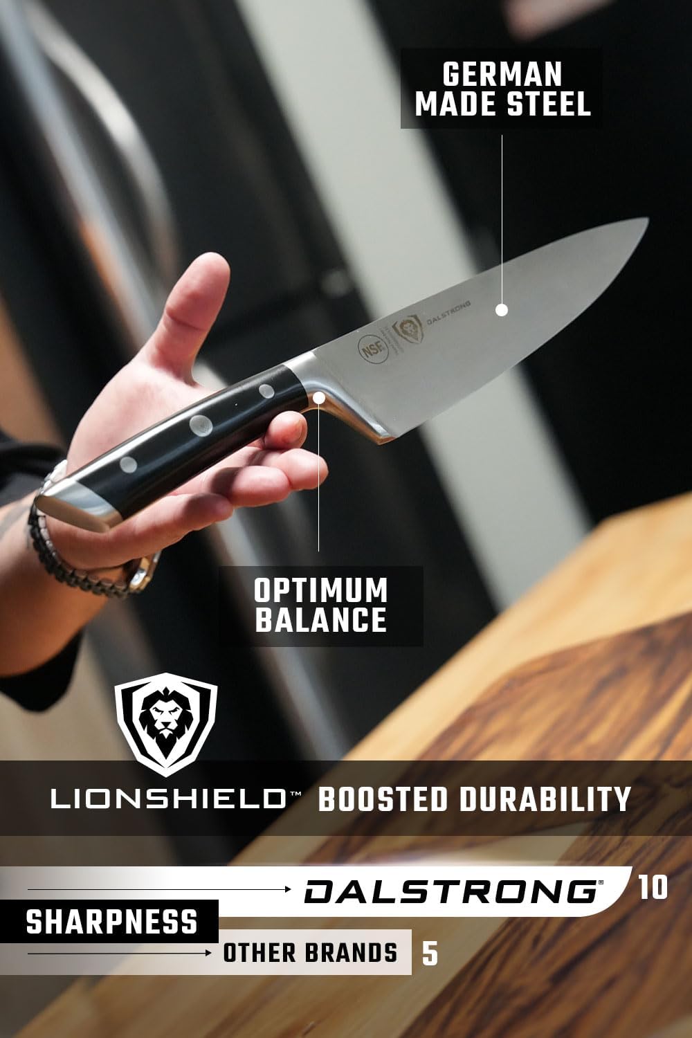 Dalstrong Knife Set Block - 8 Piece - Gladiator Series - German High Carbon Steel Kitchen Knife - Premium Food-Grade Black ABS Polymer Handles - NSF Certified