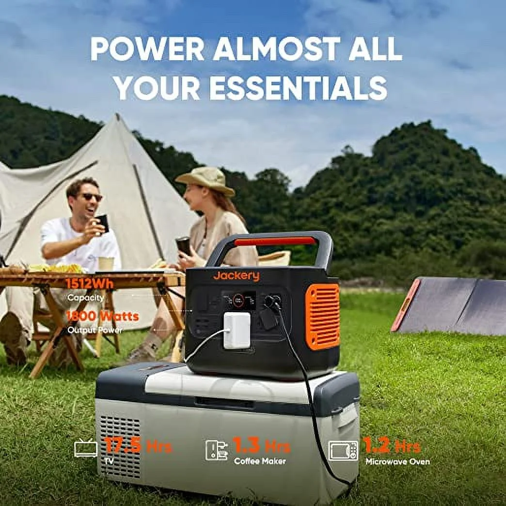 Jackery Explorer 1500 Pro Portable Power Station, Solar Generator with 1512Wh, 2x100W PD Ports(Solar Panel Optional)