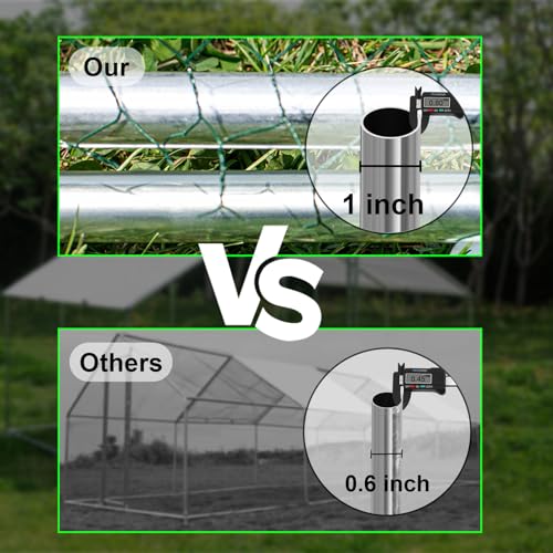 Large Metal Chicken Coop Walk-in Chicken Run with Waterproof Cover Outdoor Backyard Farm Anti-UV Spire Shaped Cage for Poultry, Ducks, and Rabbits(13.1’L x 9.8’W x 6.5’H)