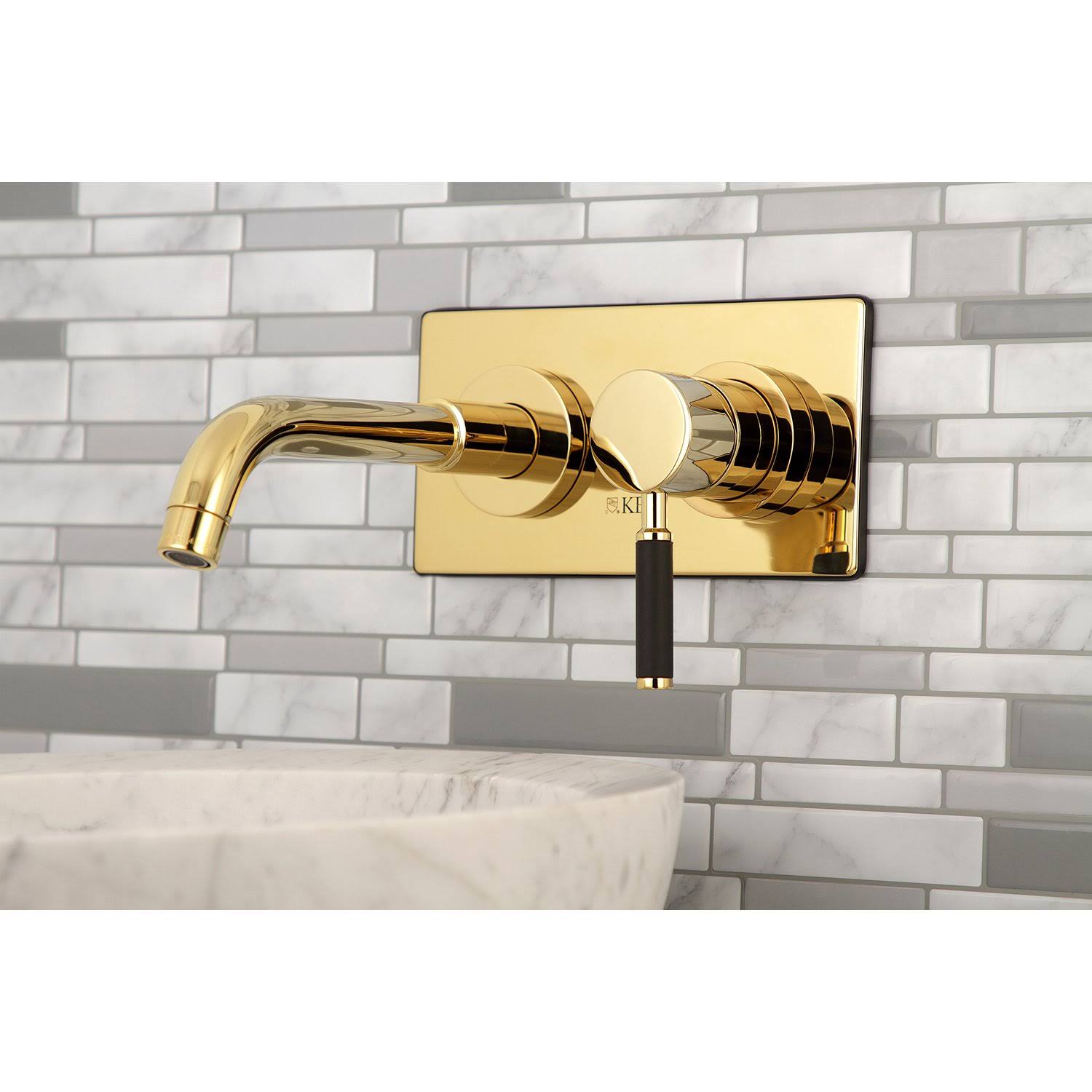 Kingston Brass KS8112DKL Single-Handle Wall Mount Bathroom Faucet, Polished Brass