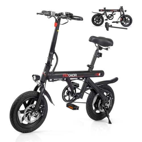PEXMOR Electric Bike for Adults, 350W Motor (Peak 500W) Ebike 36V 6AH Battery, 14" Folding Commuter City Electric Bicycle for Adults/Teens, Complies to UL2849